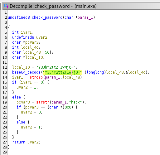 Decompiled Function check_password